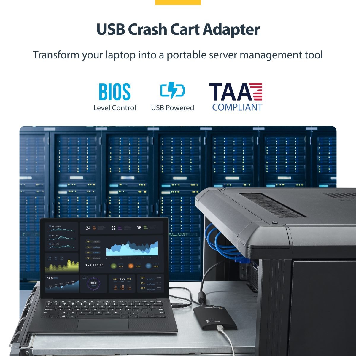 Startech.com KVM USB Laptop Crash Cart TAA NOTECONS01