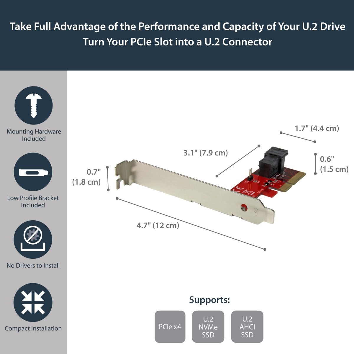 Startech.com U.2 2.5" NVMe SSD Ad TAA PEX4SFF8643
