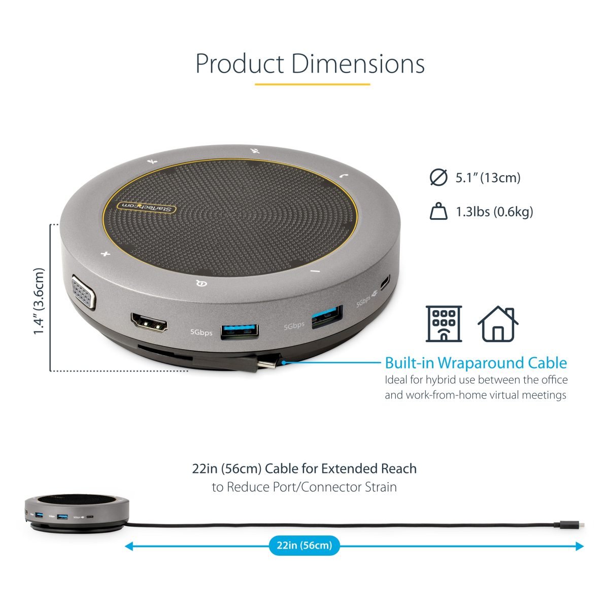 Startech.com USB C Conference Speaker Dock DKTBRSPMPD
