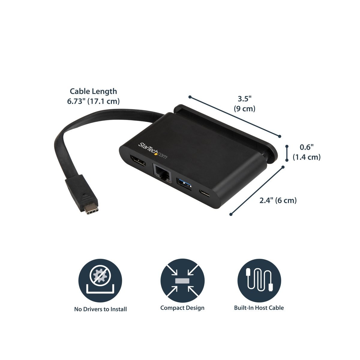 Startech.com USB C Adapter 4K HDMI 2xUSB DKT30CHCPD