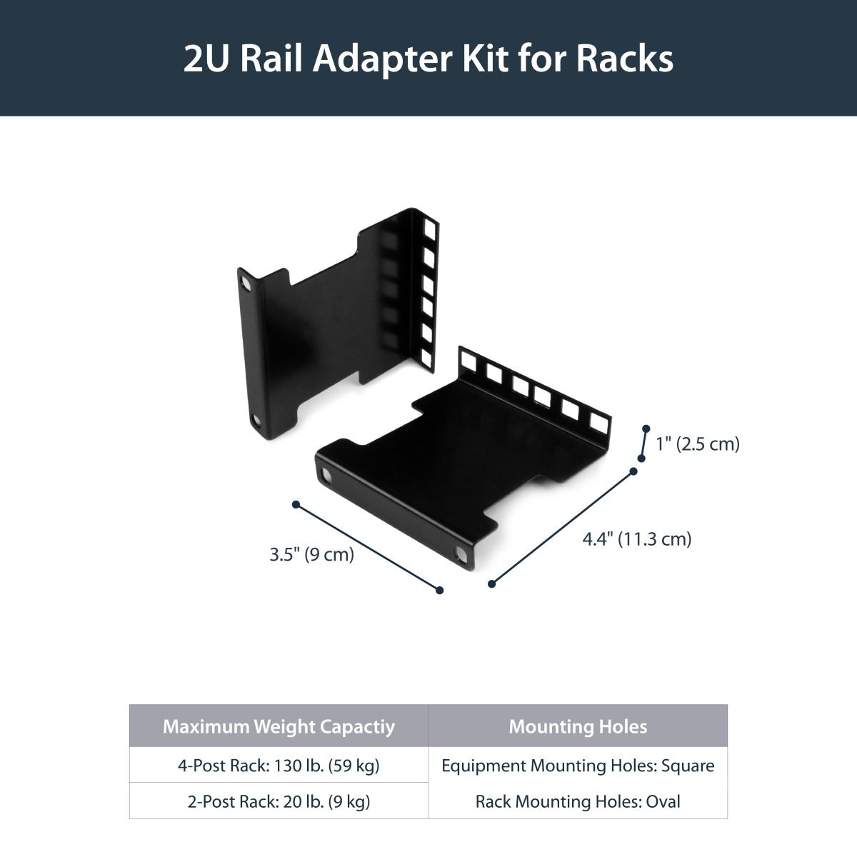 Startech.com 4 Rail Depth Adpt Kit 2U TAA RDA2U