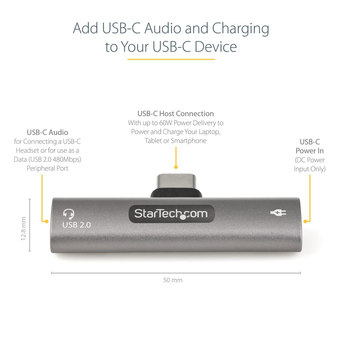Startech.com USB C Audio and Charge Adapter CDP2CAPDM