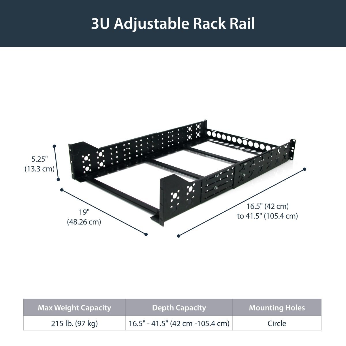 Startech.com Univ Server Rack Rails TAA UNIRAILS3U