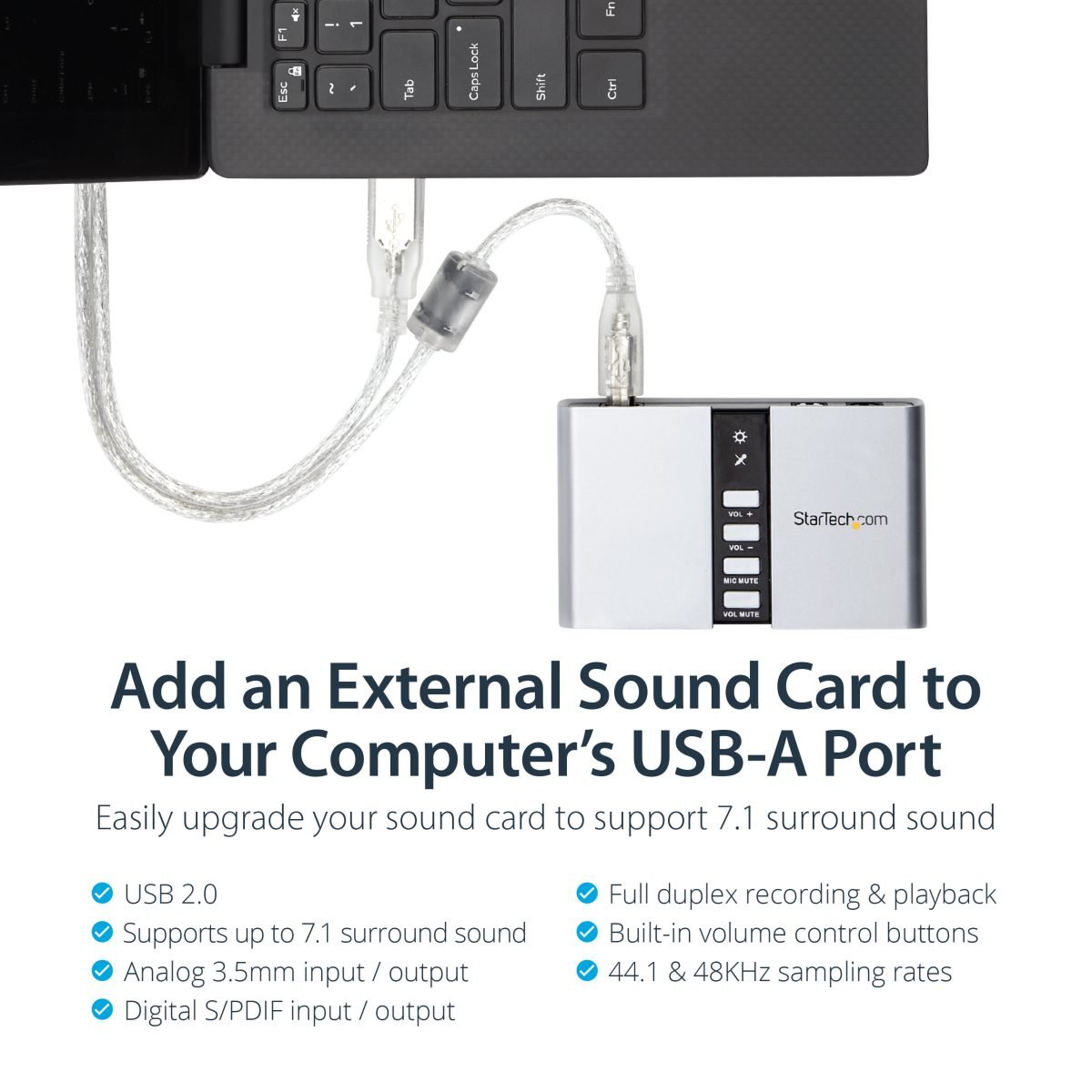 Startech.com USB Audio Adapter Sound Card ICUSBAUDIO7D