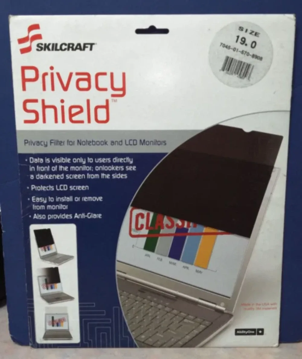 AbilityOne SKILCRAFT Privacy Filter, with Frame, 16:9 Aspect Ratio, LCD Desktop, 24.0" Widescreen 7045-01-662-0015
