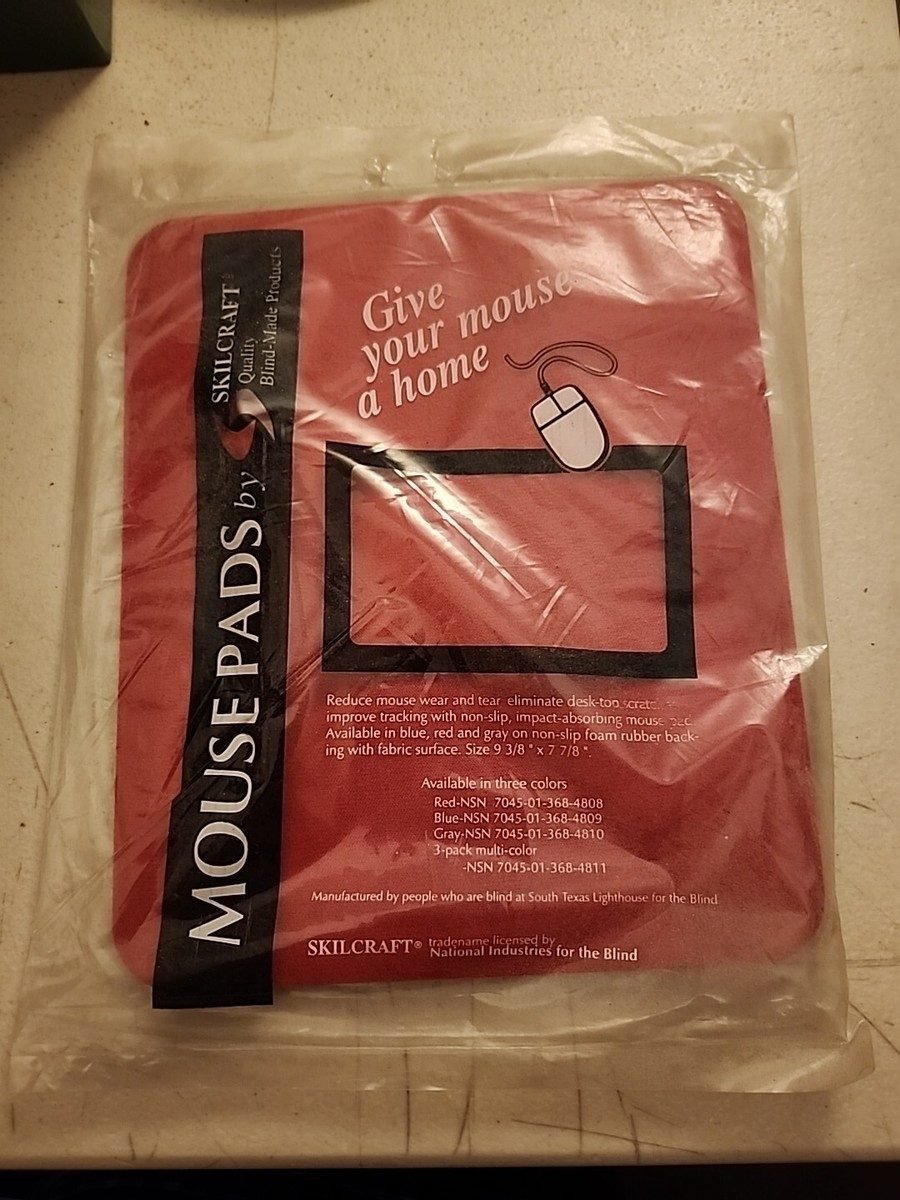 AbilityOne SKILCRAFT Pad, Mouse, Cloth Surface, Rubber-backed, Blue, 9-3/8" X 7-7/8" 7045-01-368-4809