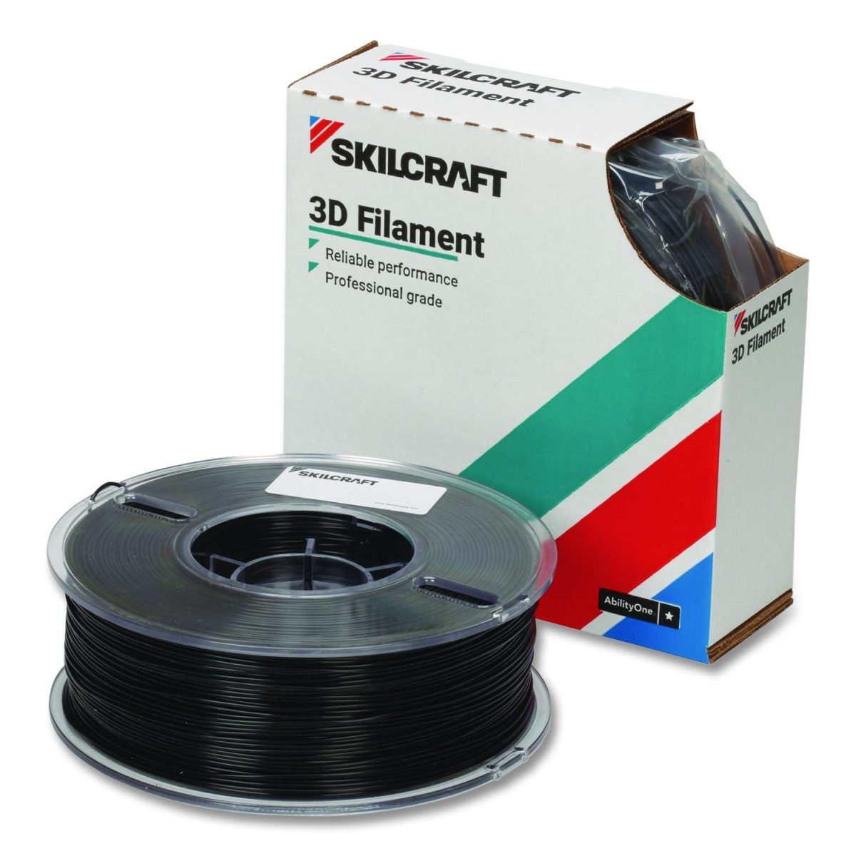 AbilityOne SKILCRAFT 3D Printer Polylactic Fuel Filament, Black, 1kg of 2.85 mm 7045-01-705-7352
