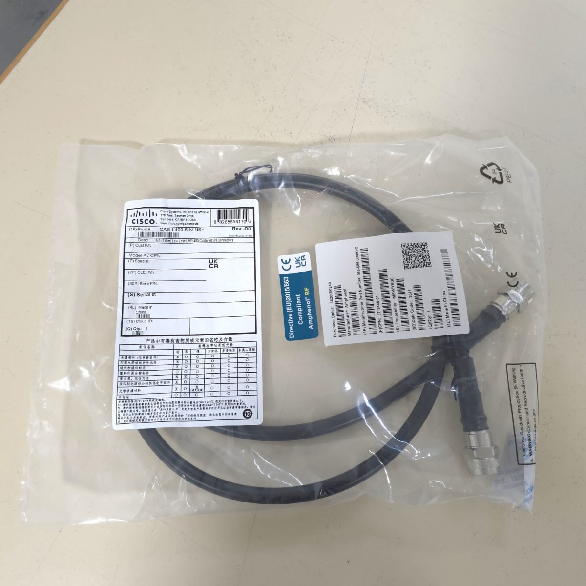 Cisco Systems 5-ft 1.5 m Ultra Low Loss LMR CAB-L400-5-N-NS=