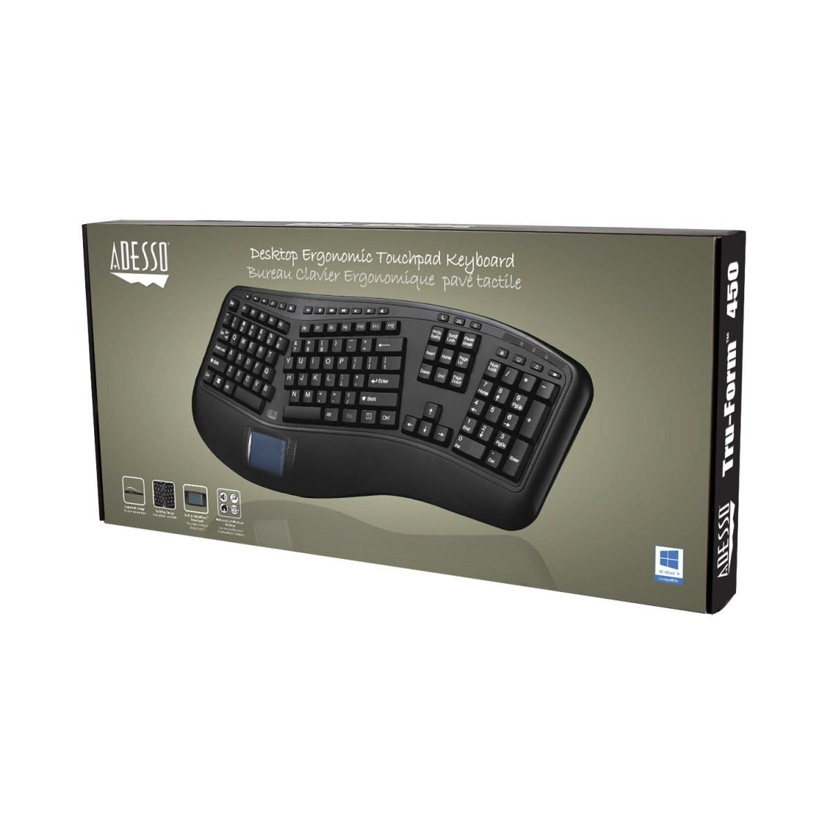Adesso TruForm Ergo Touchpad Keyboard AKB-450UB