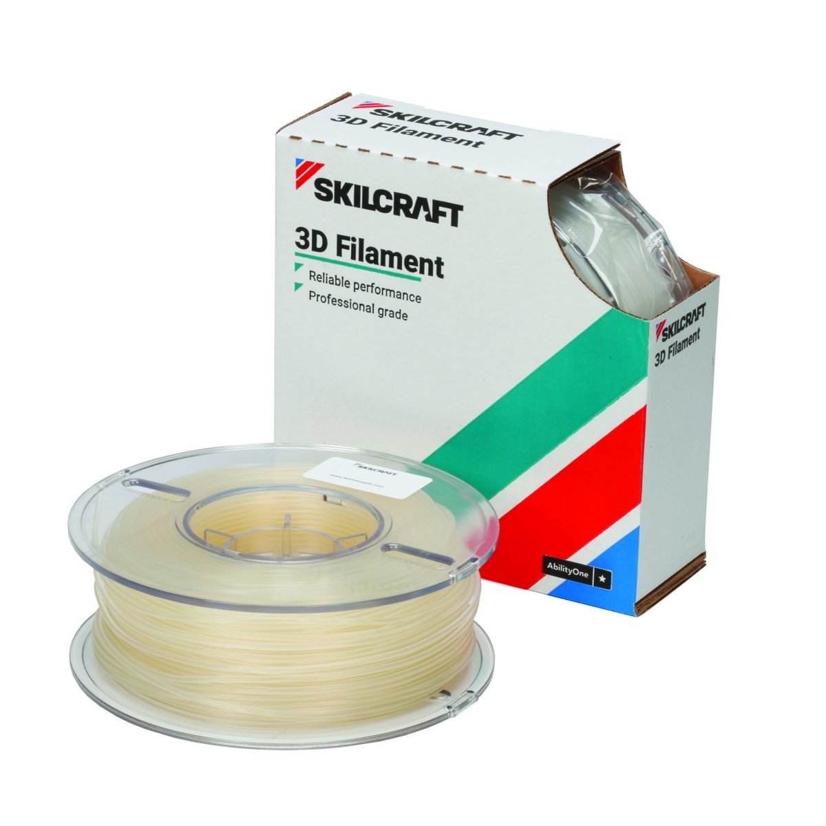 AbilityOne SKILCRAFT 3D Printer Filament, Acrylonitrile Butadiene Styrene, Natural,1kg of 1.75 mm