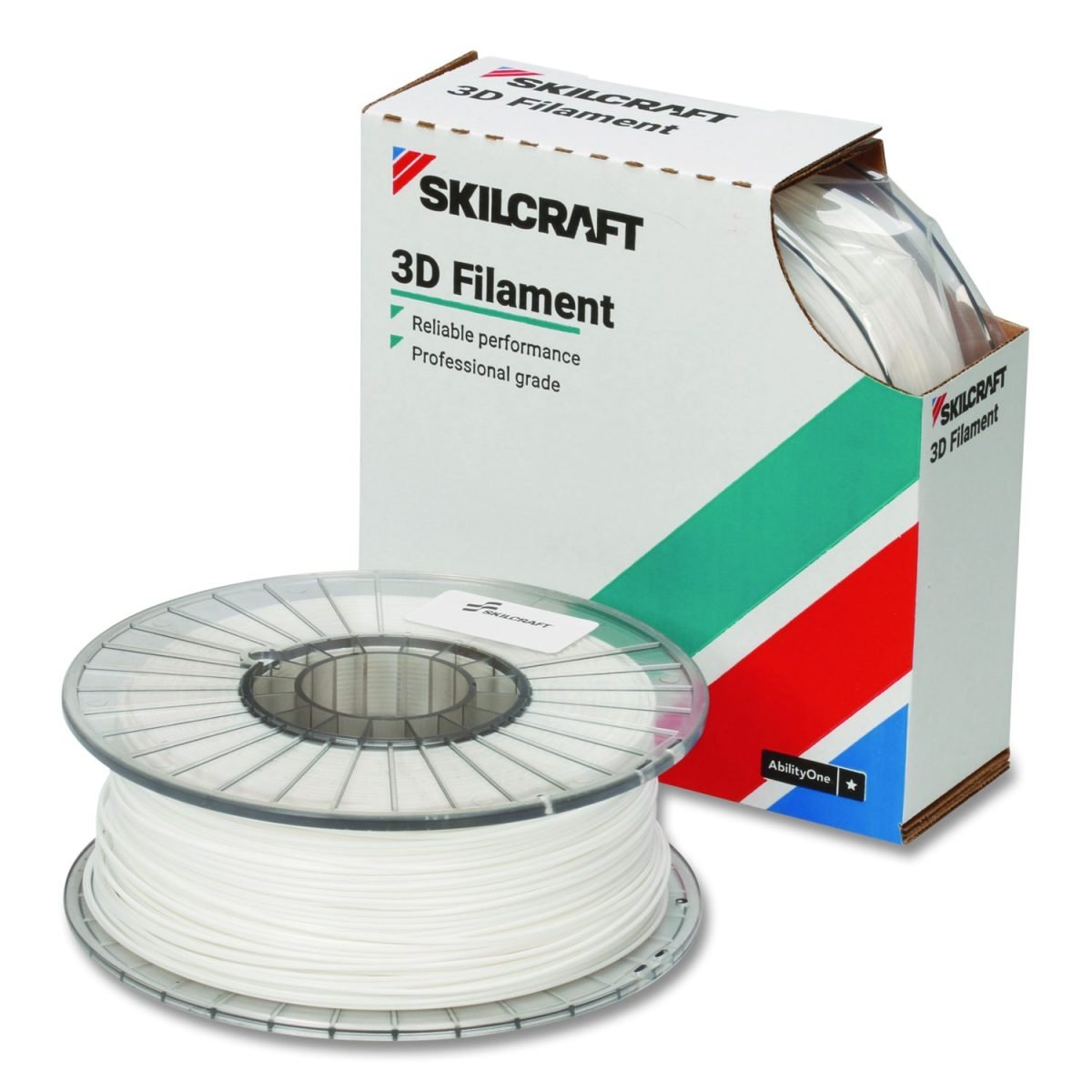 AbilityOne SKILCRAFT 3D Printer Polylactic Fuel Filament, White, 1kg of 2.85 mm 7045-01-698-3259