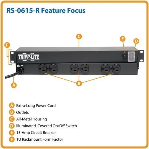 Eaton 6 Outlet 15A RM Power Strip RS-0615-R