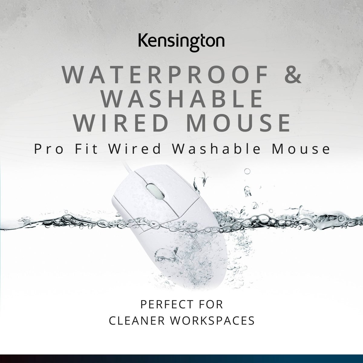 Kensington F WIRED WASHABLE MOUSE WHT UN K75240US