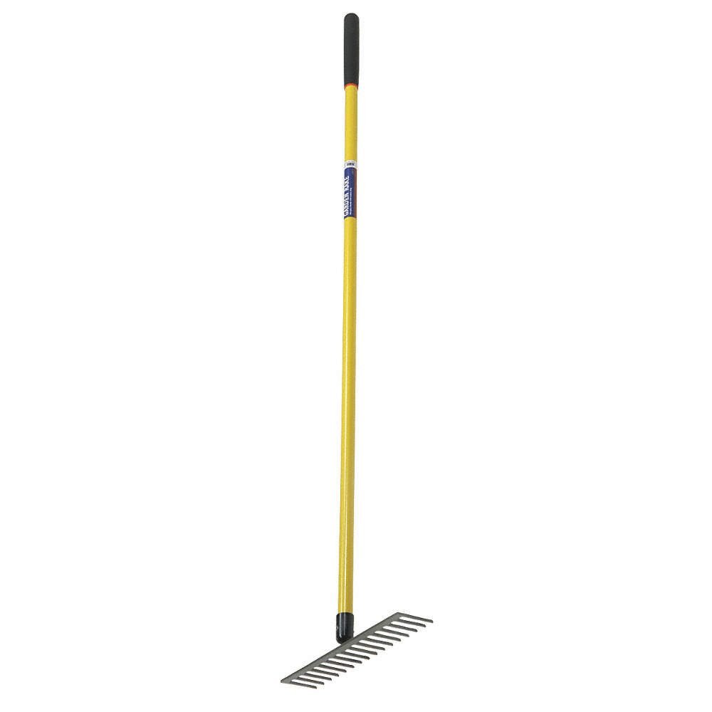 AbilityOne SKILCRAFT Rake, Flat, Leaf, Steel Head, Industrial Grade, 62" Fiberglass Handle, 3750-01-615-8542