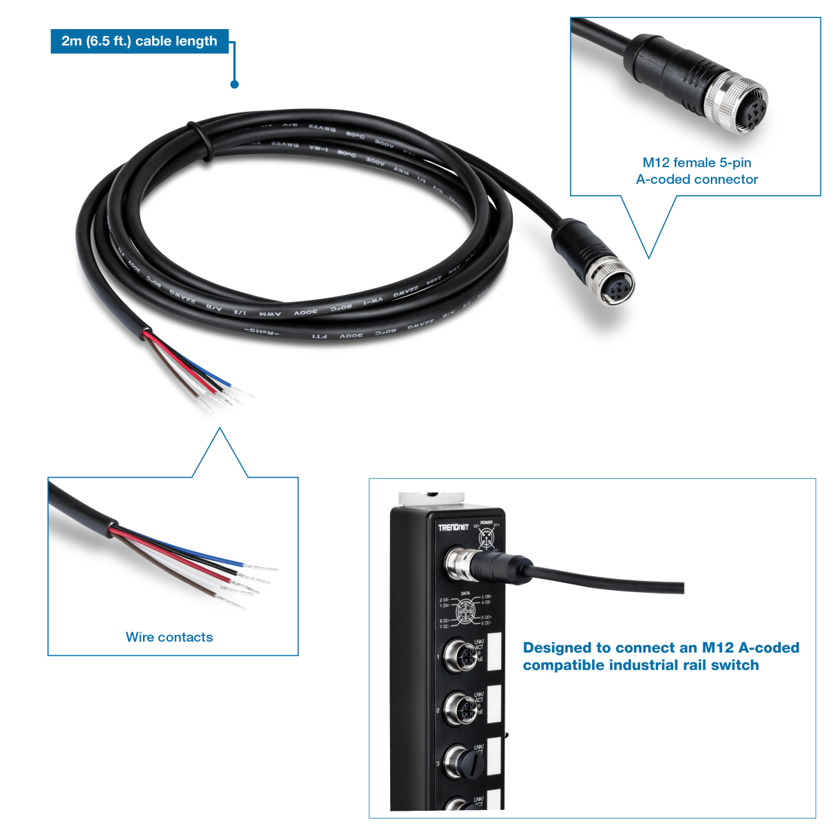 TRENDnet M12 Connector Cable TI-CP02
