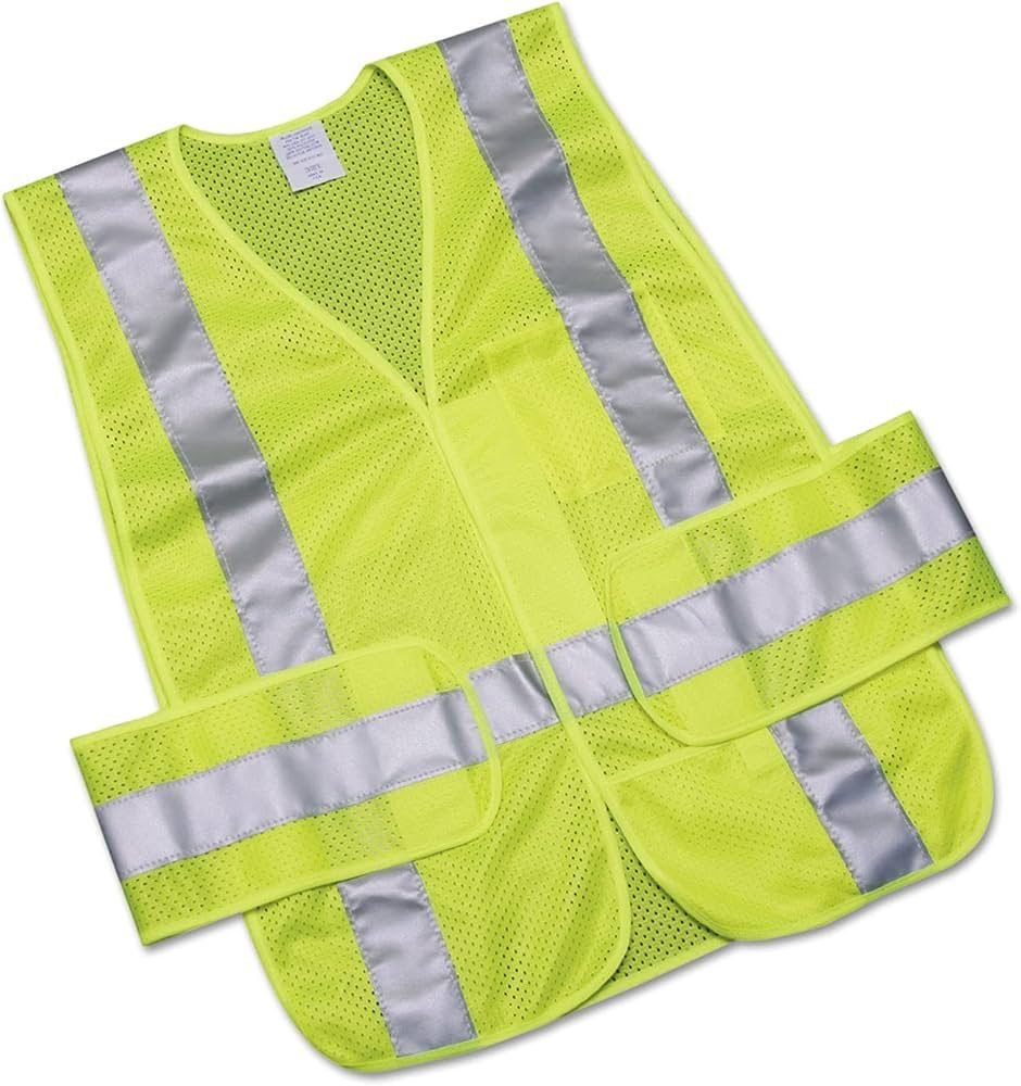 AbilityOne SKILCRAFT Vest, Safety, Class 2 ANSI 107, Front Closure, Lime, Silver Reflective Strips, 8415-01-598-4875
