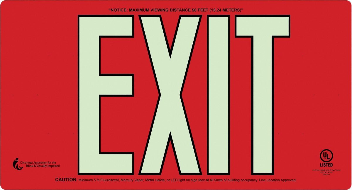 AbilityOne SKILCRAFT Sign, "EXIT", Clear Lucite with Mounting Bracket, Photoluminescent 4240-00-NIB-0269