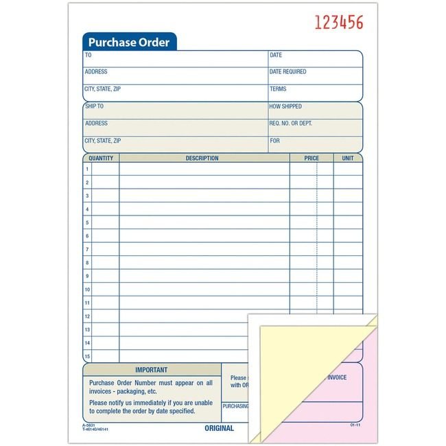 Adams Business Forms Form Cbls Purchorder 3PART ABFTC5831