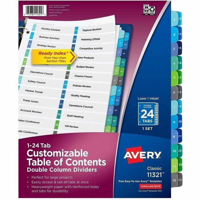 Avery Products Corporation Dividers Toc Dblclm 24TAB AVE11321