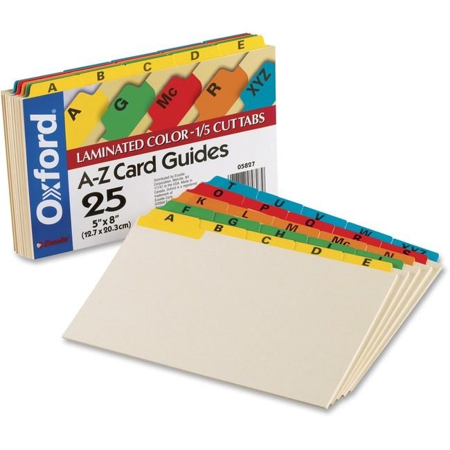 TOPS Products / ACCO legacy Oxford Guide CARD 5X8 A-Z Assorted OXF05827
