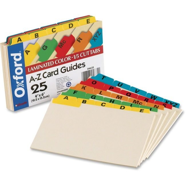 TOPS Products / ACCO legacy Oxford Guide CARD 4X6 A-Z Assorted OXF04635