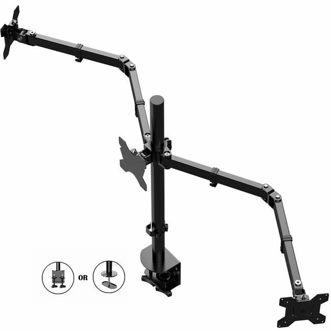 Rocelco Monitor Arm Triple Black RCLRDM3
