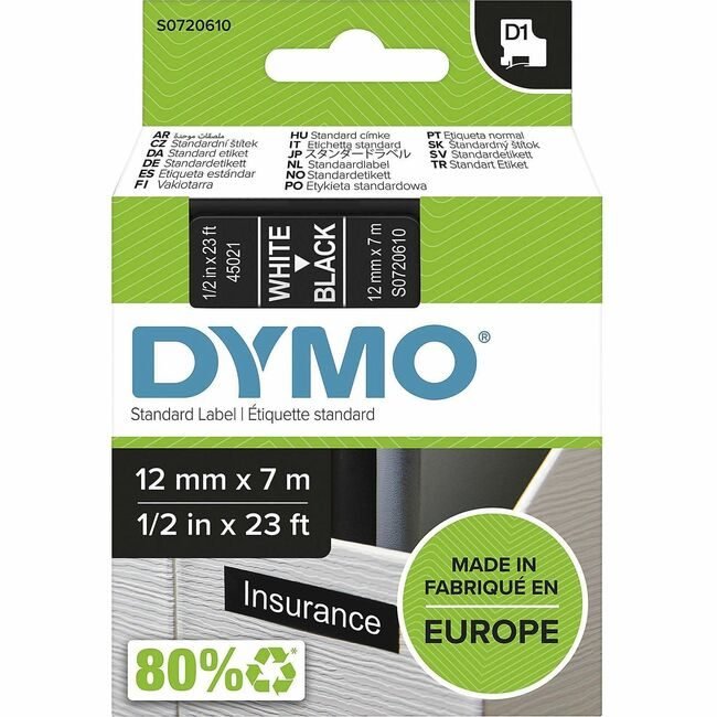 Newell Brands DYMO Cartridge Tape 1/2" White/Blac DYMS0720610