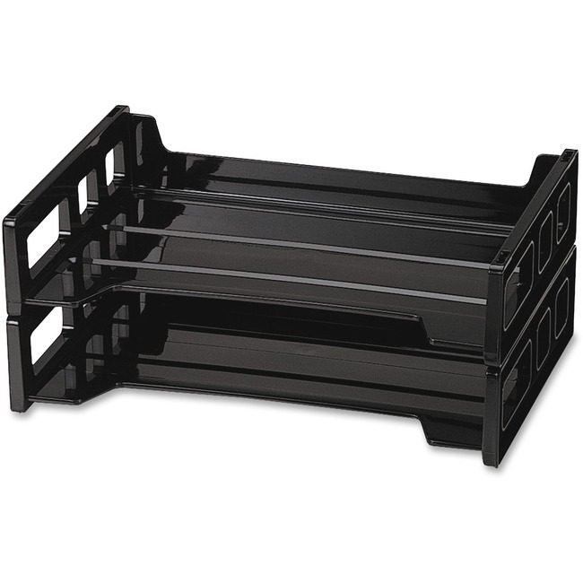 Officemate Tray Letter Sideload Black 2 Pack OIC21022
