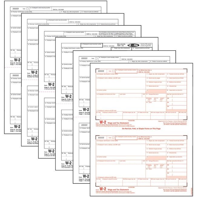TOPS Products Form Tax W-2 6PT Laser TOP22991