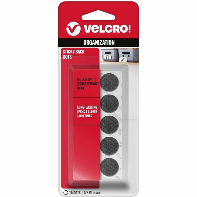 Velcro Companies Brand Dots Sticky 5/8IN Black 15 Count VEK90069