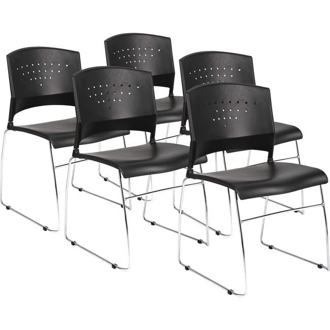 Boss Office Products Chair Stack Polypropylene 5/CT BOPB1400BK5