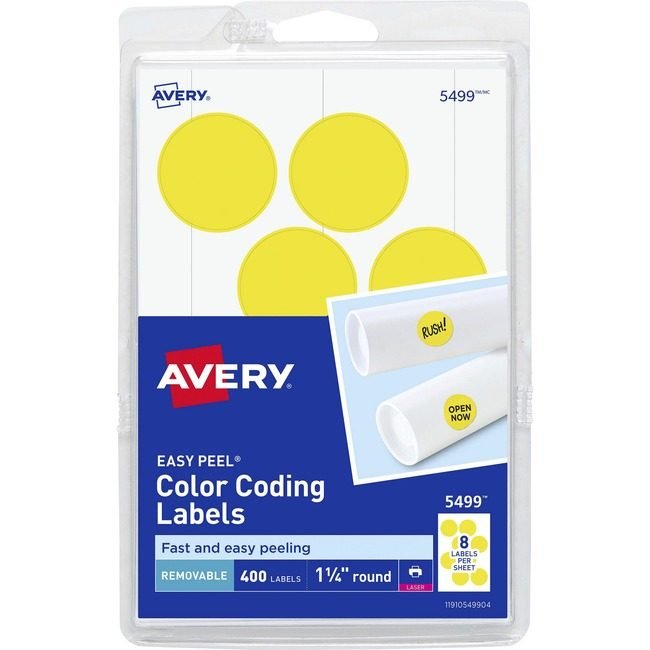 Avery Products Corporation Label Round 1.25"DIA Neonyw AVE05499