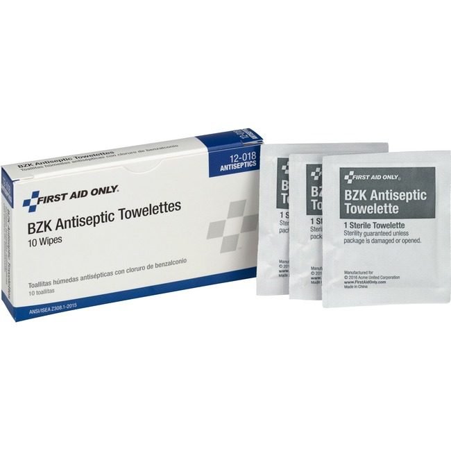 Acme United Corporation First Aid Only Wipes Antiseptic Bzk 10/BX FAO12-018