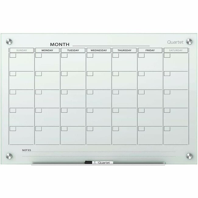 ACCO Brands Quartet Board 1.5X2 Glass Calndr White QRTGC2418F