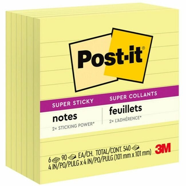 3M Company Note Post-It 4X4 6 Pack Lined MMM675-6SSCY