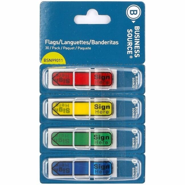 Business Source Flag 1/2 INCH Sign 120/PK Assorted BSN99011