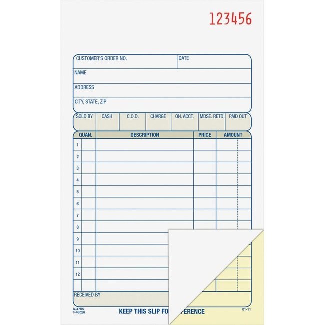 Adams Business Forms Book Sales Order 2PT 4X7 ABFDC4705