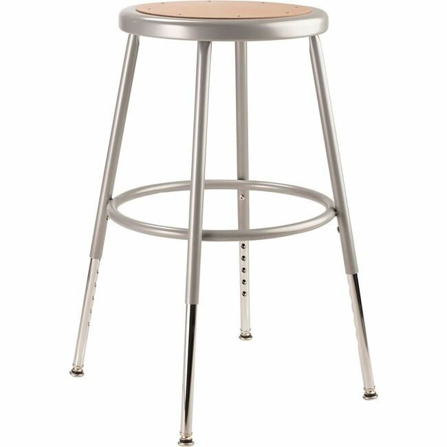 National Public Seating Stool 19-27IN Wood Gray NPS6218H