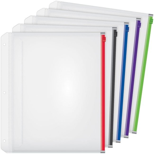 TOPS Products / Cardinal Brands Pocket Exp Zip 0.5 Assorted 5/PK CRD14650
