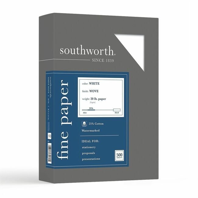 Southworth Paper 25%CTTN 20# 8.5X11 We SOU403C