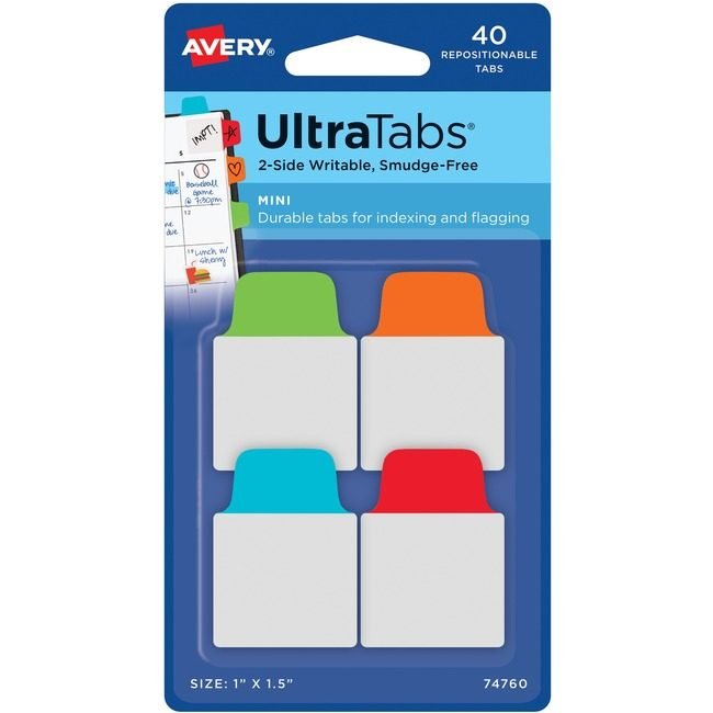 Avery Products Corporation Tabs Mini Asstclr 40 Count AVE74760