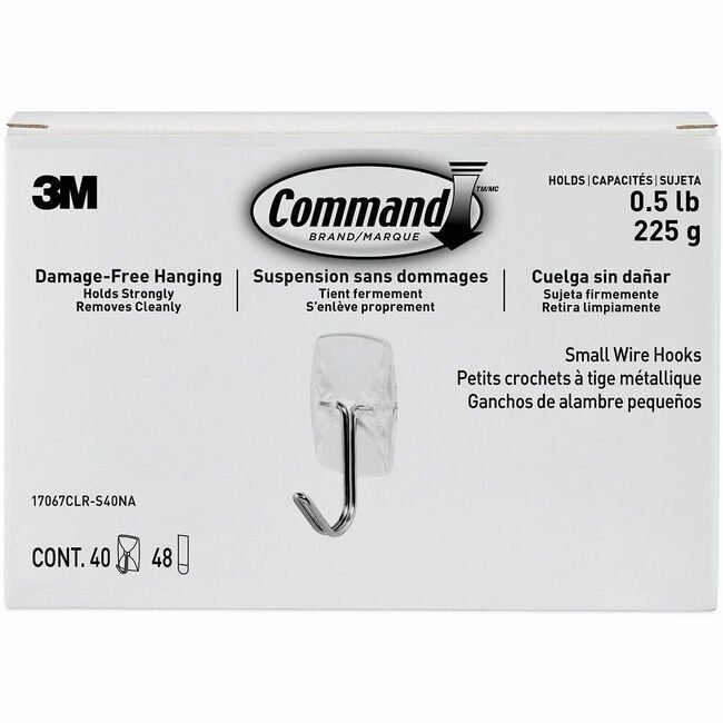 3M Company Hooks Clear 40 Count MMM17067CLRS40N