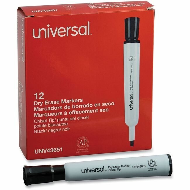 Universal Office Products Marker Dry Erase Chsl Black UNV43651