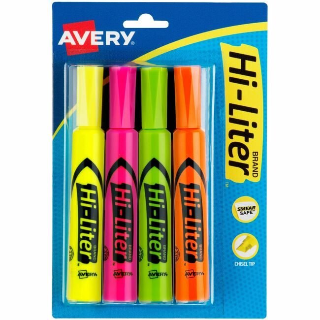 Avery Products Corporation Highlighter Desk Assorted 4 Pack AVE24063