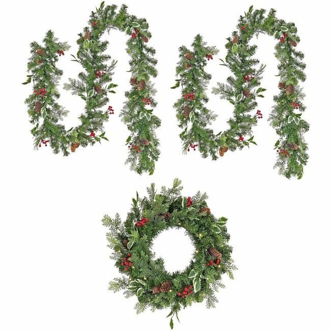 National Tree Company Garland Set Hollyberry NLT729083003141