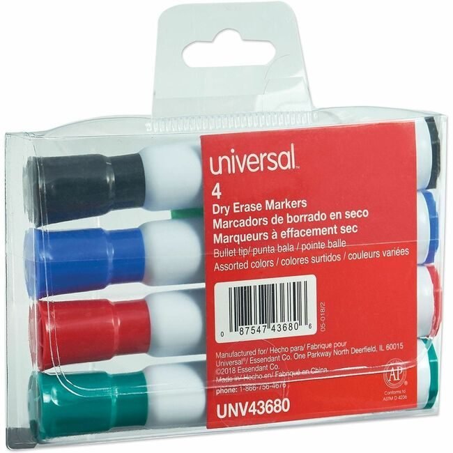 Universal Office Products Marker Dry Erase Blt 4/ST UNV43680