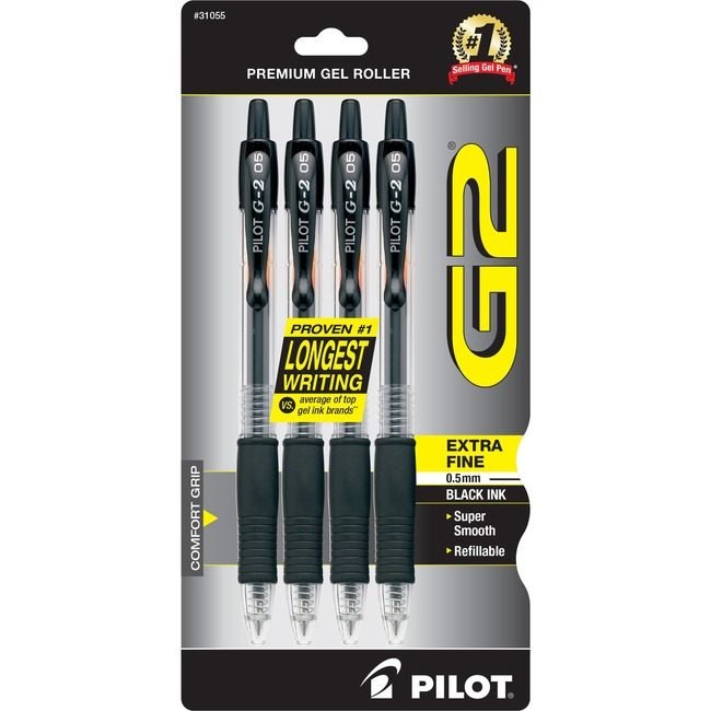 Pilot Corporation of America Pen Gel G2 Xfn 4 Pack Black PIL31055