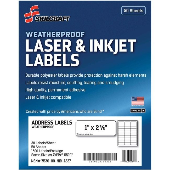 SKU-LEVEL VERIFICATION REQUIRED Label Weath 1X2-5/8 White NSN6736516