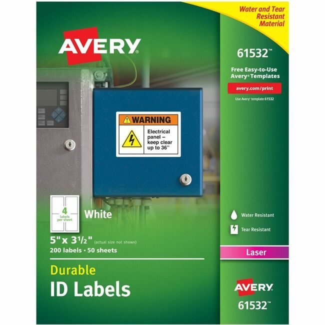 Avery Products Corporation Labels Dur Tblk 200 Pack White AVE61532