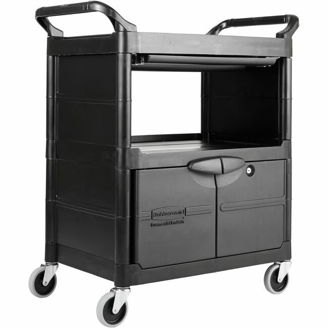 Rubbermaid Commercial Products Cart Service Lockable Black RCP345700BLA